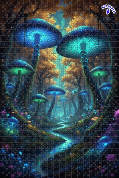 Teona Ahşap لغز خشبي بإطار مزدوج الطبقات مع ضوء ساطع على شكل فطر الغابة السحر...