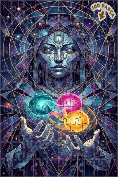 Teona Ahşap لغز خشبي بإطار مزدوج الطبقات بمظهر لوحة زيتية يعكس لمسة طاقة كوني...