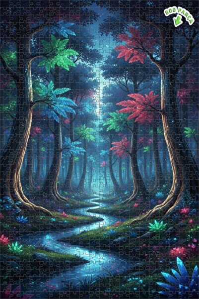 Teona Ahşap لغز خشبي مؤطر بطبقتين بمظهر الأنهار الغابية الساحرة بالألوان الما...