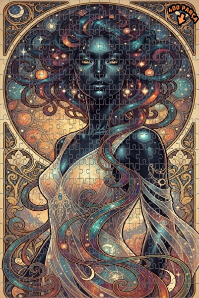 Teona Ahşap لغز خشبي بتصميم فني حديث على شكل لوحة زيتية للمرأة الكونية، طابقي...