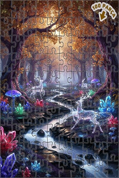 Teona Ahşap لغز خشبي مؤطر بطبقتين من الغابة السحرية والغزلان الكريستالية 100 ...