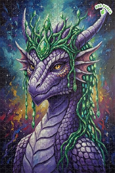 Teona Ahşap لغز خشبي بإطار مزدوج الطبقات بمظهر لوحة زيتية لـ "التنين الأرجوان...