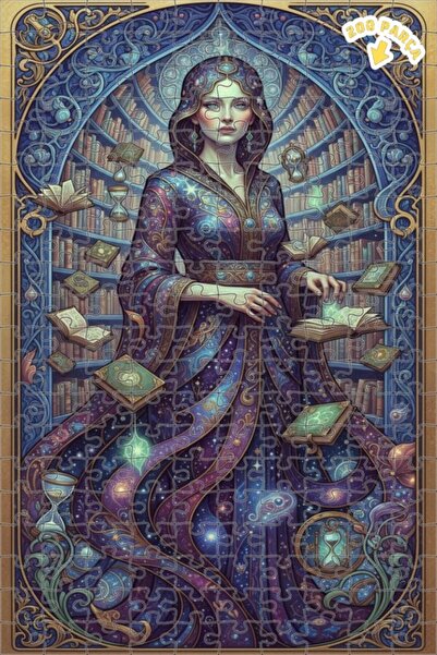 Teona Ahşap لغز خشبي مؤطر بمظهر لوحة زيتية لامرأة حكيمة غامضة 200 قطعة 25×35