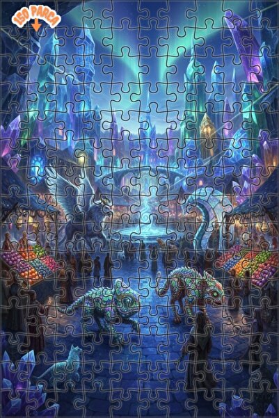 Teona Ahşap لغز خشبي مؤطر من طابقين من ماركتيبل كريستال سيتي، فن رقمي، 150 قط...