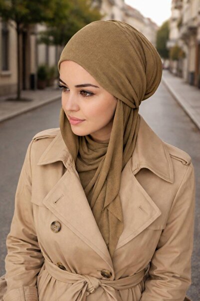 Aişe tesettür Zeytuni Kelebek Bone Şal