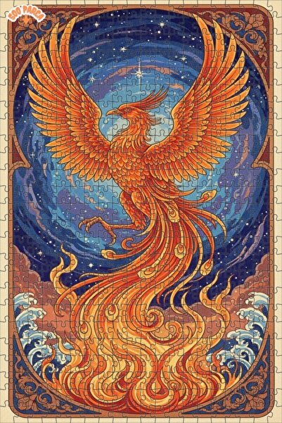 Teona Ahşap لغز خشبي بإطار مزدوج الطبقات بمظهر لوحة زيتية لطائر العنقاء المتو...