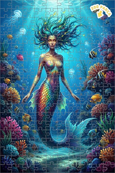 Teona Ahşap لغز خشبي مؤطر بطبقتين بمظهر لوحة زيتية لحورية البحر السحرية 200 ق...