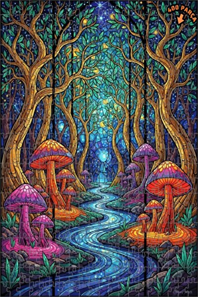 Teona Ahşap لغز خشبي بمظهر فسيفساء زجاجية من رؤيا أورانج 400 قطعة 35x35