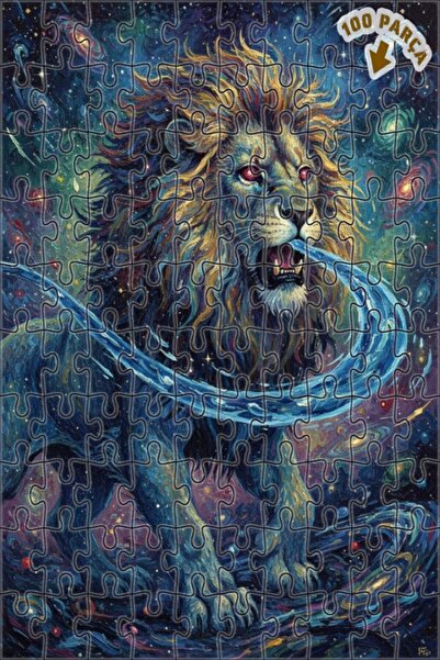 Teona Ahşap لغز فني بمظهر لوحة زيتية لأسد كوني 100 قطعة 25×25