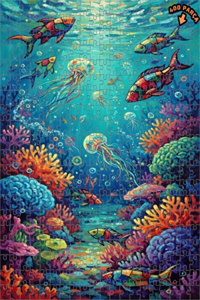 Teona Ahşap لغز خشبي بإطار ذو طابقين بمظهر لوحة زيتية ملونة لحياة البحر 400 ق...