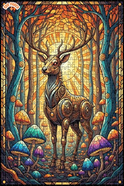 Teona Ahşap لغز خشبي مؤطر بطبقتين بتصميم غابة الغزلان الغامضة 500 قطعة 50×30