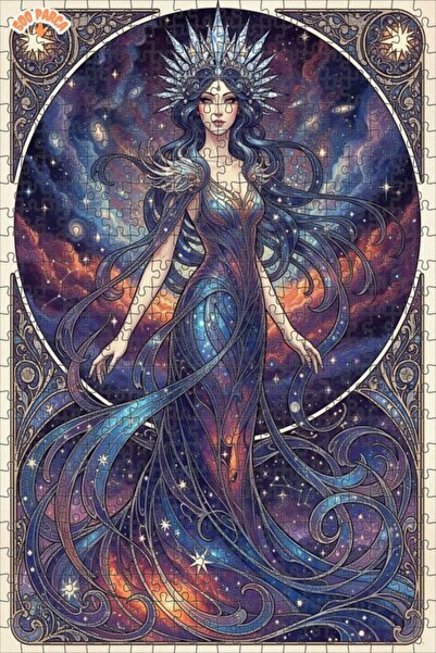 Teona Ahşap لغز خشبي بإطار مزدوج الطبقات بمظهر لوحة زيتية لملكة المجرة 500 قط...