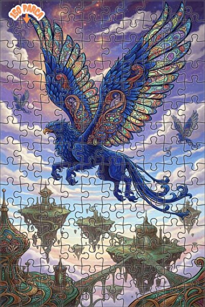 Teona Ahşap لغز خشبي بإطار مزدوج الطبقة مطبوع عليه فن الجريفين الأزرق ذو الأج...