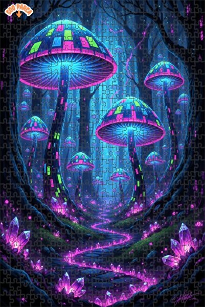 Teona Ahşap لغز خشبي بإطار مزدوج الطبقات بمظهر الطباعة الرقمية لغابة الفطر ال...