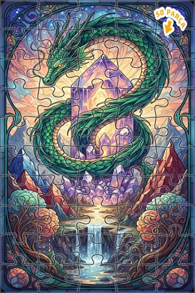 Teona Ahşap لغز خشبي مؤطر بطبقتين من فن الشلال الكريستالي للتنين الأخضر 50 قط...