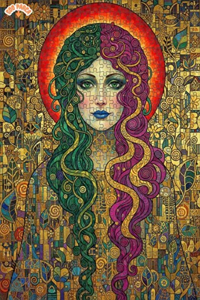 Teona Ahşap لغز خشبي بإطار مزدوج الطبقات بمظهر لوحة زيتية لصورة امرأة على طرا...