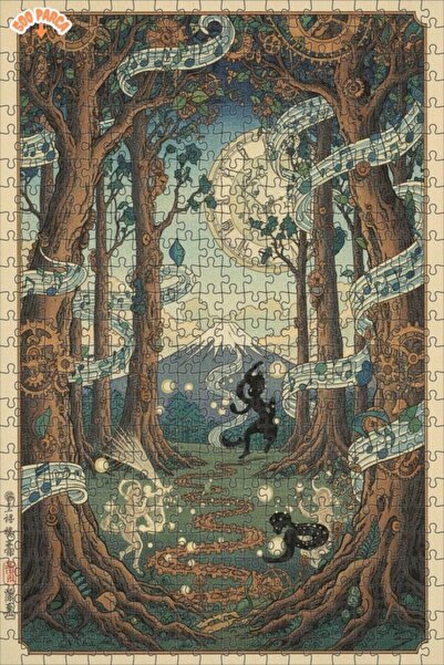 Teona Ahşap لغز خشبي مؤطر بطبقتين من سيمفونية الغابة الخيالية 500 قطعة 50x30