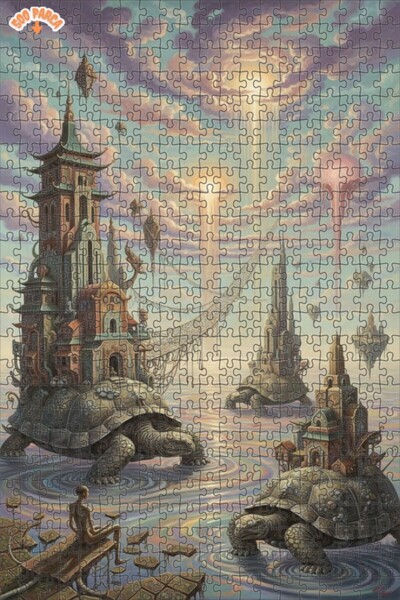 Teona Ahşap لغز خشبي بمظهر لوحة زيتية لمدن السلحفاة العملاقة 500 قطعة 50×30
