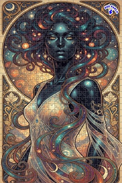 Teona Ahşap لغز خشبي بتصميم فني حديث على شكل لوحة زيتية للمرأة الكونية، طابقي...