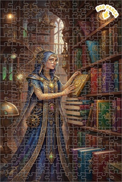 Teona Ahşap لغز خشبي مؤطر بطبقتين بتصميم ستيمبانك بمظهر لوحة زيتية لمكتبة سحر...