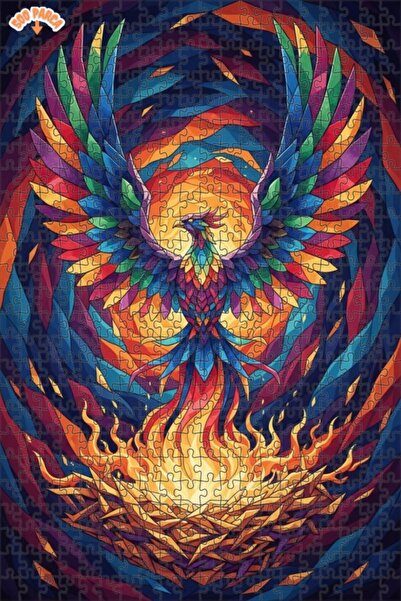 Teona Ahşap Celestial Phoenix Mosaic Art-Looking Double-Deck Framed Wooden Pu...