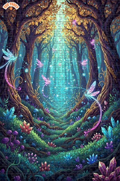 Teona Ahşap لغز خشبي مؤطر بطبقتين من الغابة السحرية 500 قطعة 50x30