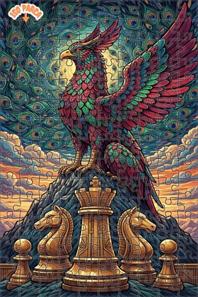 Teona Ahşap Legendary Phoenix Chess Art Double Layer Framed Wooden Puzzle 150...