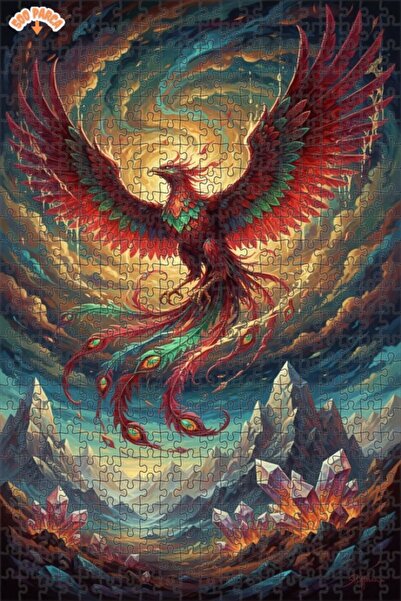 Teona Ahşap Phoenix Emerald Feather Double-Deck Framed Wooden Puzzle 500 Piec...