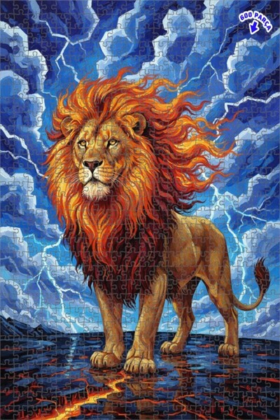 Teona Ahşap لغز خشبي بإطار مزدوج الطبقات بمظهر لوحة زيتية لأسد يزأر، 600 قطعة...