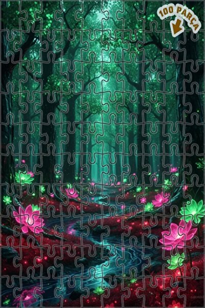 Teona Ahşap لغز خشبي مؤطر بطبقتين بتصميم فني يشبه اللوحة الزيتية لزهور الغابة...