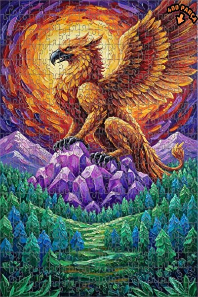 Teona Ahşap لوحة زيتية ميستيك جريفين على الجبال الكريستالية، لغز خشبي بإطار م...