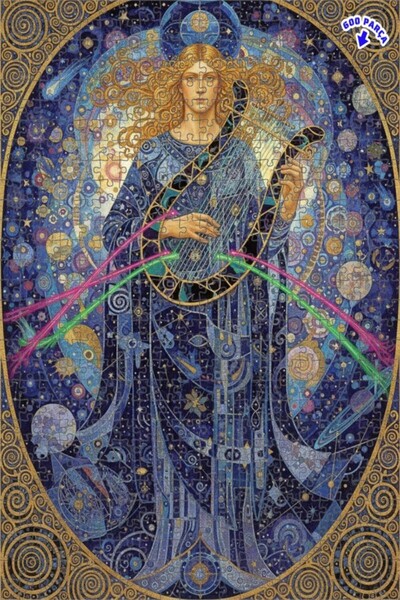 Teona Ahşap لوحة فنية بتأثير الزيتية تصور سيمفونية السماء، لغز خشبي بإطار مزد...