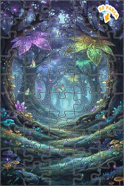 Teona Ahşap لغز خشبي مؤطر بطبقتين بمظهر لوحة زيتية لفراشات الغابة السحرية 50 ...