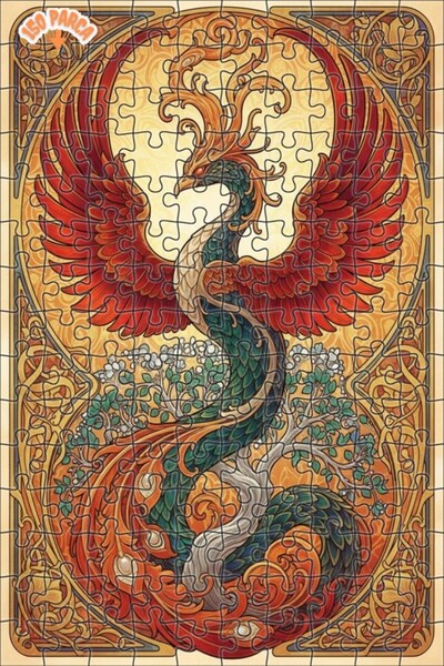 Teona Ahşap لغز خشبي مؤطر بطبقتين بمظهر لوحة زيتية لمجنح العنقاء الأسطوري 150...