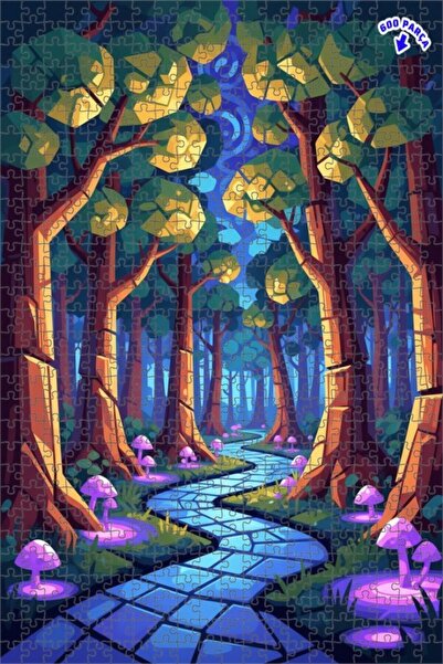 Teona Ahşap لغز خشبي مؤطر بطبقتين لمسار الغابة الغامضة 600 قطعة 50×35