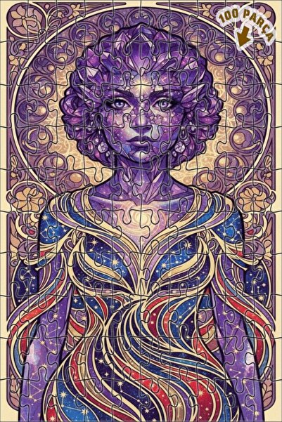 Teona Ahşap لغز خشبي بإطار مزدوج الطبقات بتصميم فني على طراز آرت نوفو للنساء ...