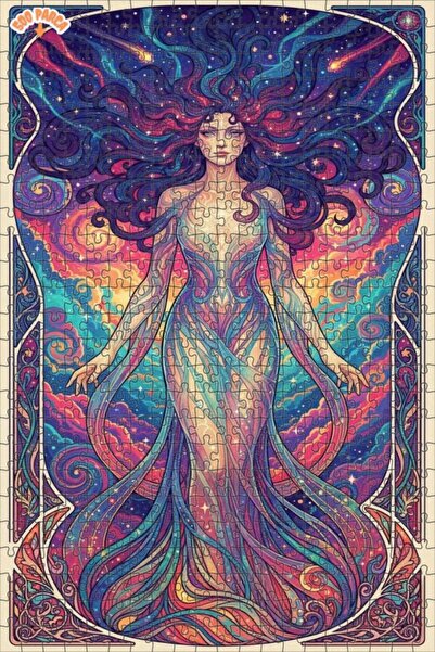 Teona Ahşap لوحة فنية بتأثير الألوان المائية على شكل نغمات السماء، لغز خشبي ب...