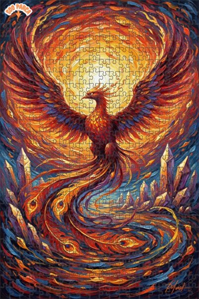 Teona Ahşap لغز فني بمظهر لوحة زيتية لمجنح الفينيق الأسطوري 500 قطعة 50×30