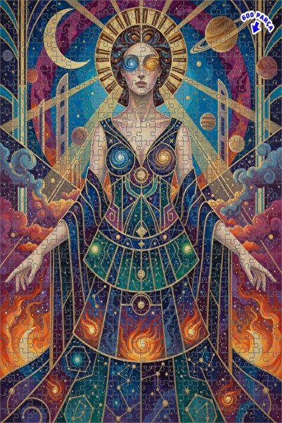 Teona Ahşap لغز خشبي بإطار مزدوج الطبقات من كوزميك ثريال مطبوع، 600 قطعة، 50×35