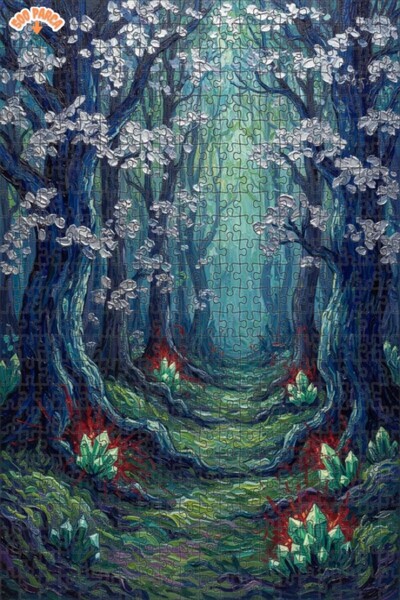 Teona Ahşap لغز خشبي مؤطر بطبقتين بمظهر لوحة زيتية لمسار الكريستال الغابة الغ...