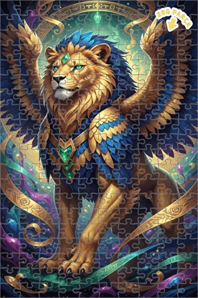 Teona Ahşap لوحة فنية لأسد مجنح، لغز خشبي بإطار مزدوج الطبقات، 200 قطعة، 25×35