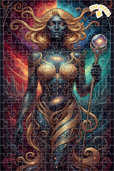 Teona Ahşap لوحة فنية نسائية فلكية تبدو كاللوحة الزيتية، لغز خشبي بإطار مزدوج...