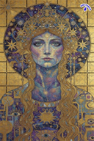 Teona Ahşap لغز خشبي بإطار مزدوج الطبقات بمظهر لوحة زيتية لامرأة كونية غامضة ...