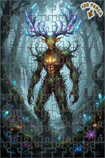 Teona Ahşap لغز فني على شكل وحش ذو قرون من الغابة، مظهر لوحة زيتية، 100 قطعة،...