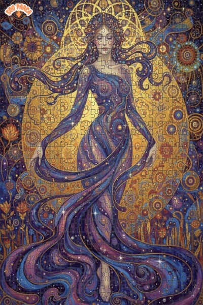 Teona Ahşap لغز خشبي مؤطر بطبقتين بمظهر لوحة زيتية لامرأة من المجرة الغامضة 5...