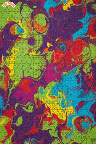 Teona Ahşap Vibrant Colors Fluid Art Oil Painting Look Double Layer Framed Wo...