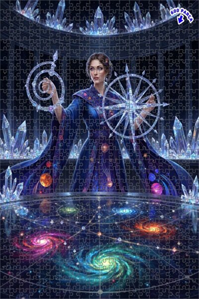 Teona Ahşap Cosmic Woman and Galaxies Looking Double-Decked Framed Wooden Puz...