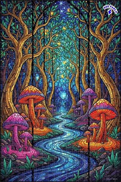 Teona Ahşap لغز خشبي بمظهر فسيفساء زجاجية من رؤيا أورانج 600 قطعة 50x35