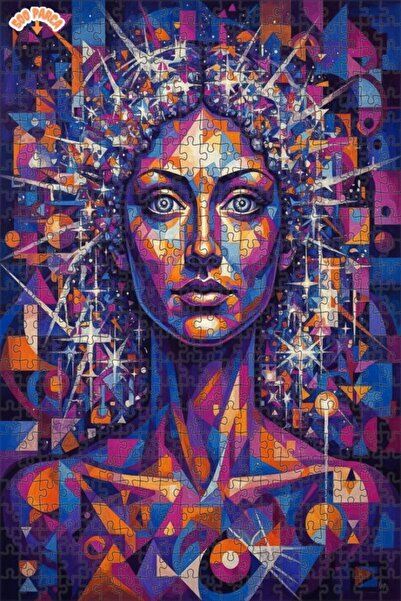 Teona Ahşap لوحة فنية حديثة بمظهر الزيت على القماش بتصميم فلكي، لغز خشبي بإطا...