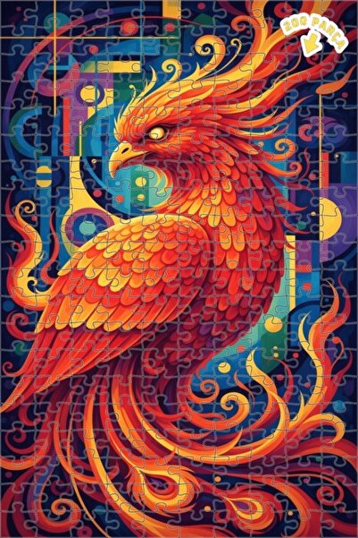 Teona Ahşap لغز خشبي بإطار مزدوج الطبقات بمظهر لوحة زيتية لطائر الفينيق الأحم...